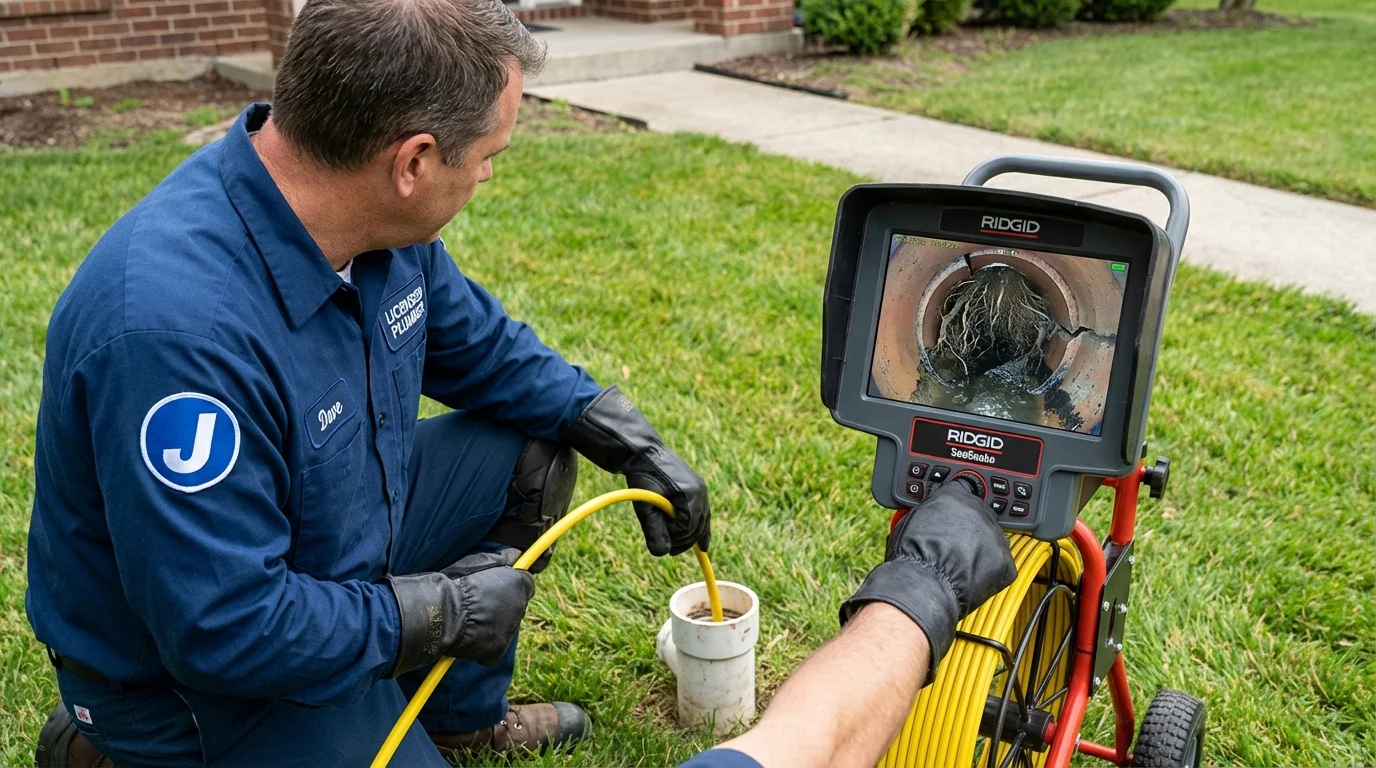 Sewer camera inspection being performed by Johns Plumbing LLC in Mounds